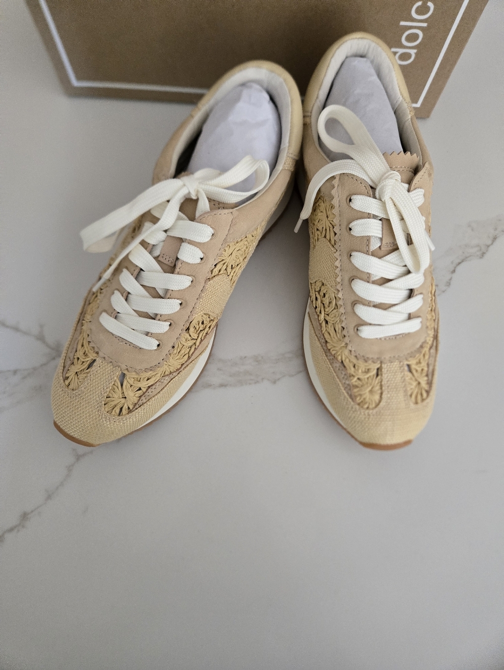 NIB Dolce Vita 'LT Natural Macrame' Sneakers - Light Natural